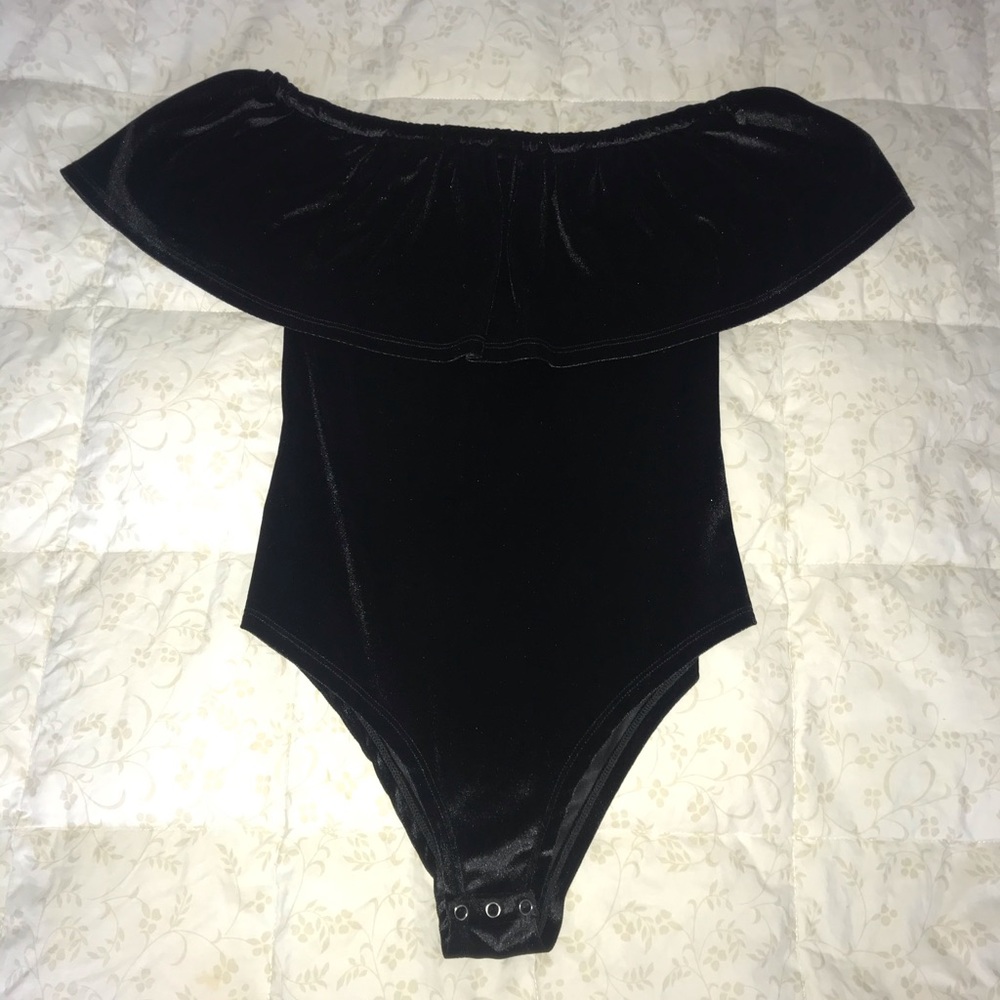 Black velvet bodysuit